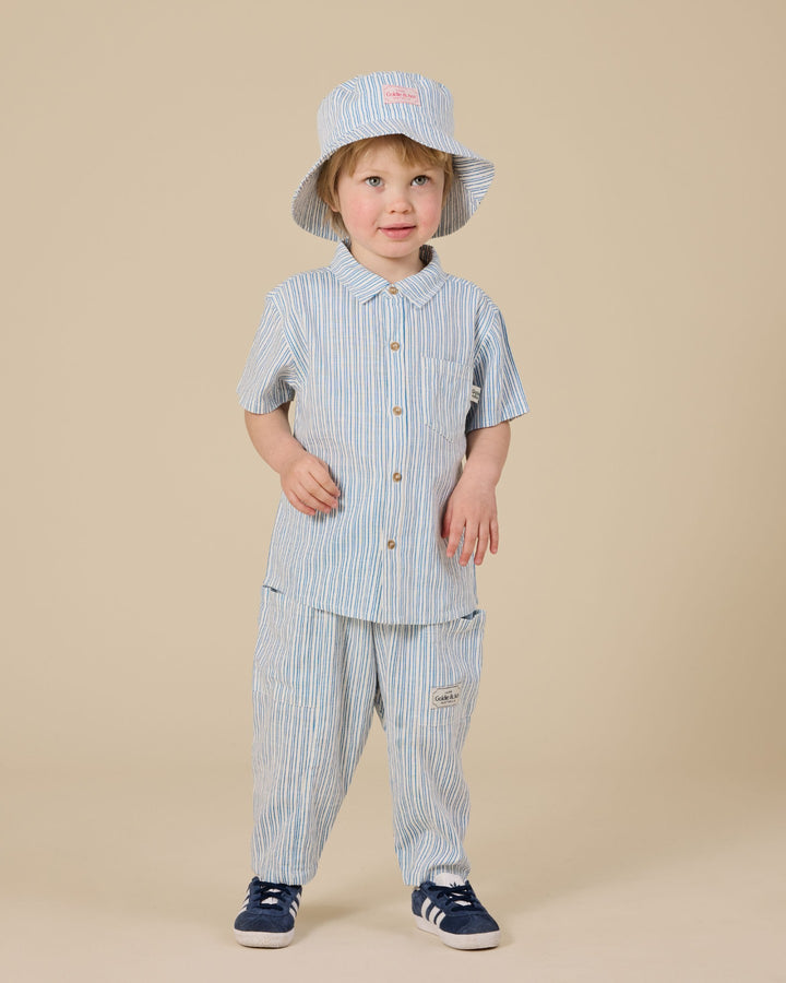 Goldie + Ace Sailor Stripe Kit Linen Pants - Ocean/Ivory
