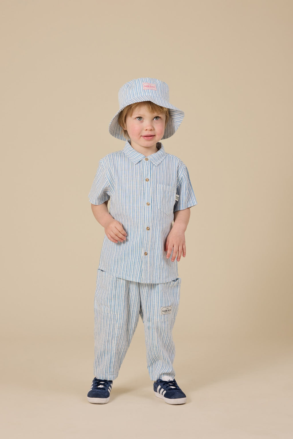 Goldie + Ace Sailor Stripe Holiday Shirt - Ocean/Ivory