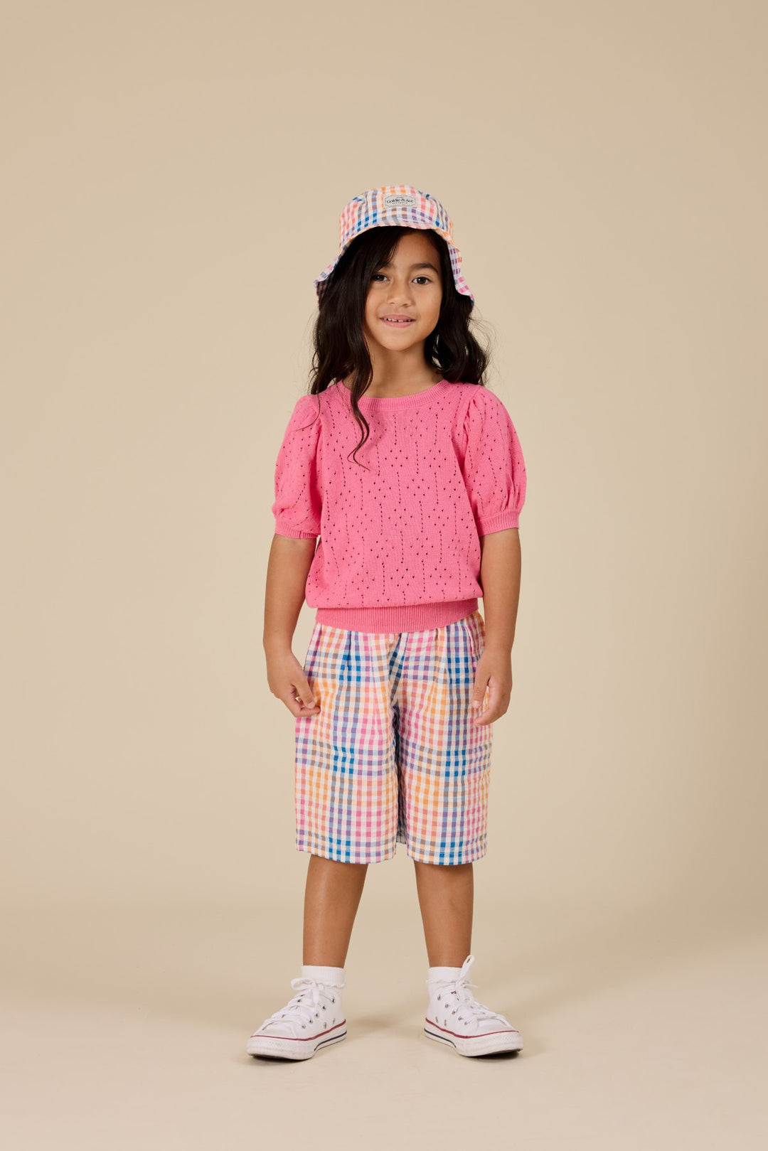 Goldie + Ace Rainbow Gingham Bucket Hat - Multi
