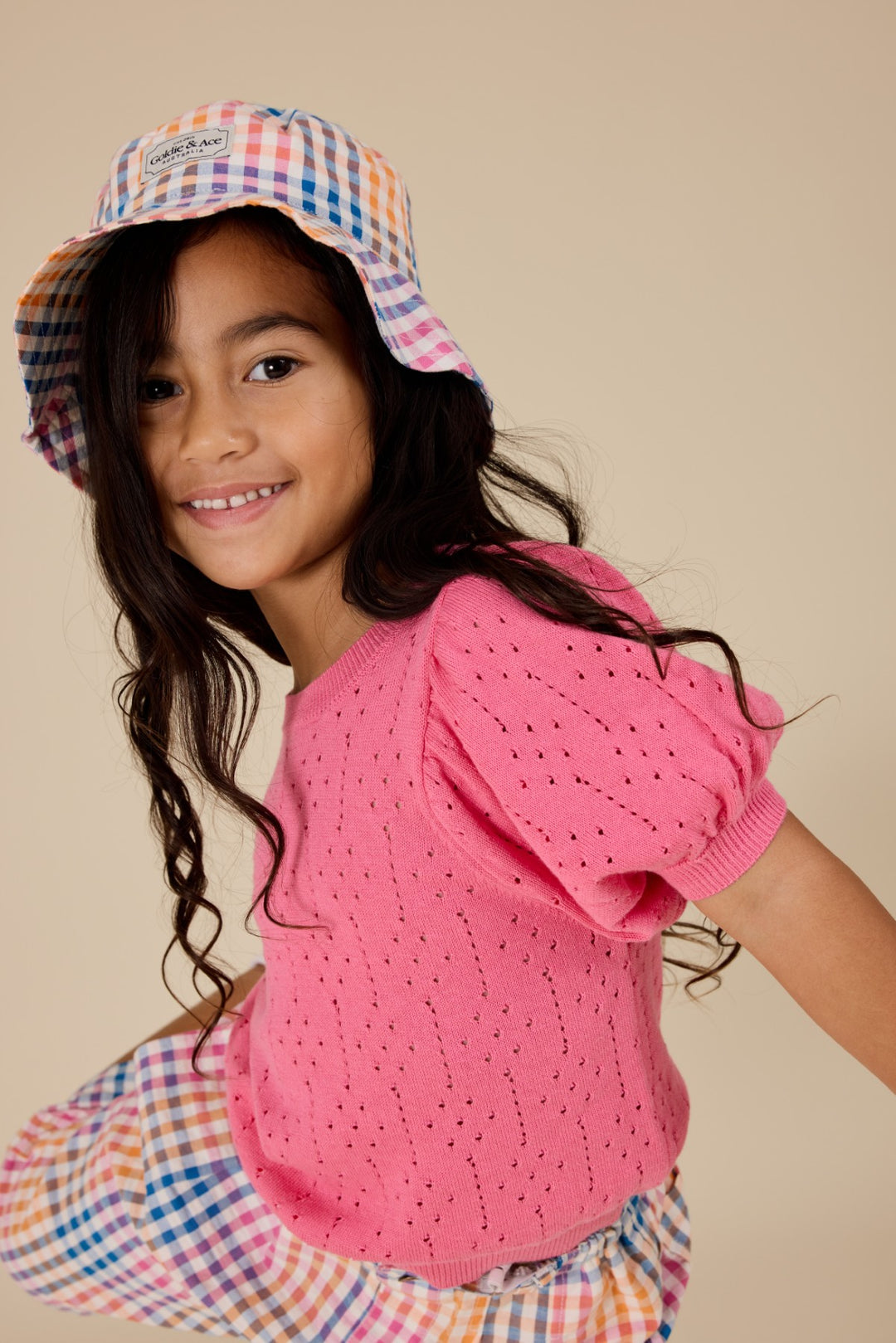 Goldie + Ace Rainbow Gingham Bucket Hat - Multi