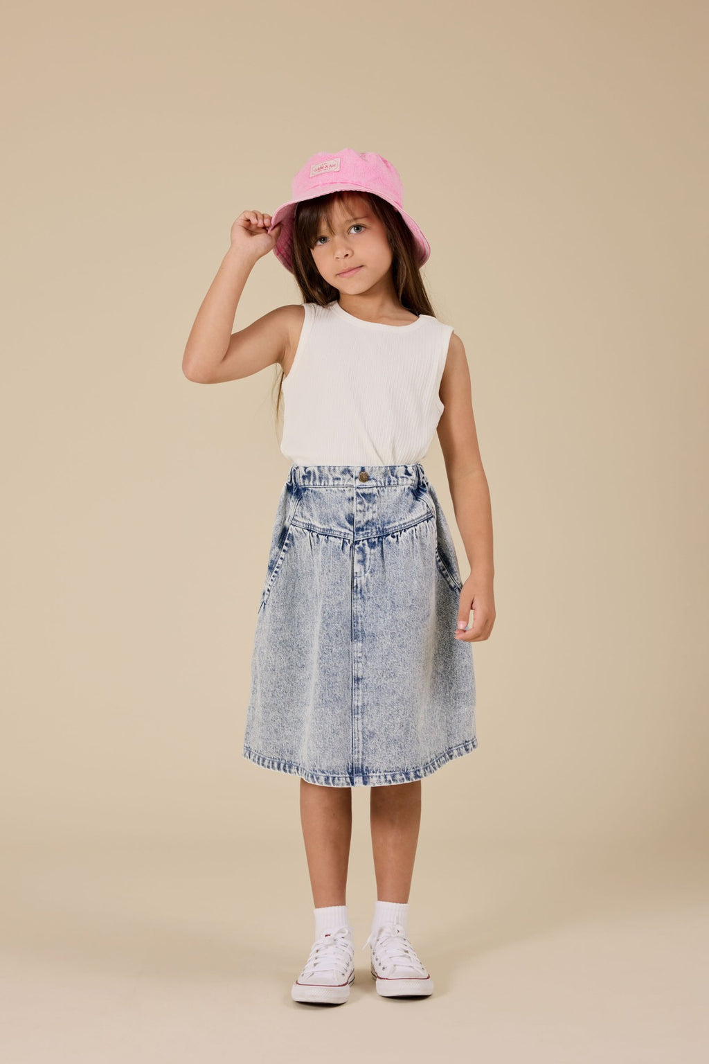Goldie + Ace Esta A-Line Denim Skirt - Light Denim
