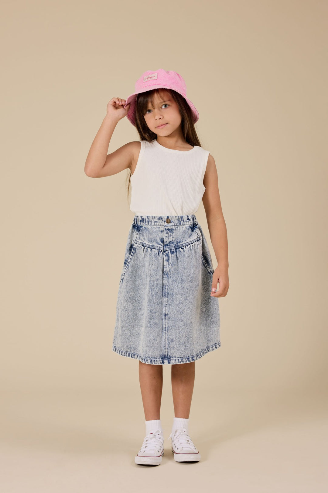 Goldie + Ace Esta A-Line Denim Skirt - Light Denim