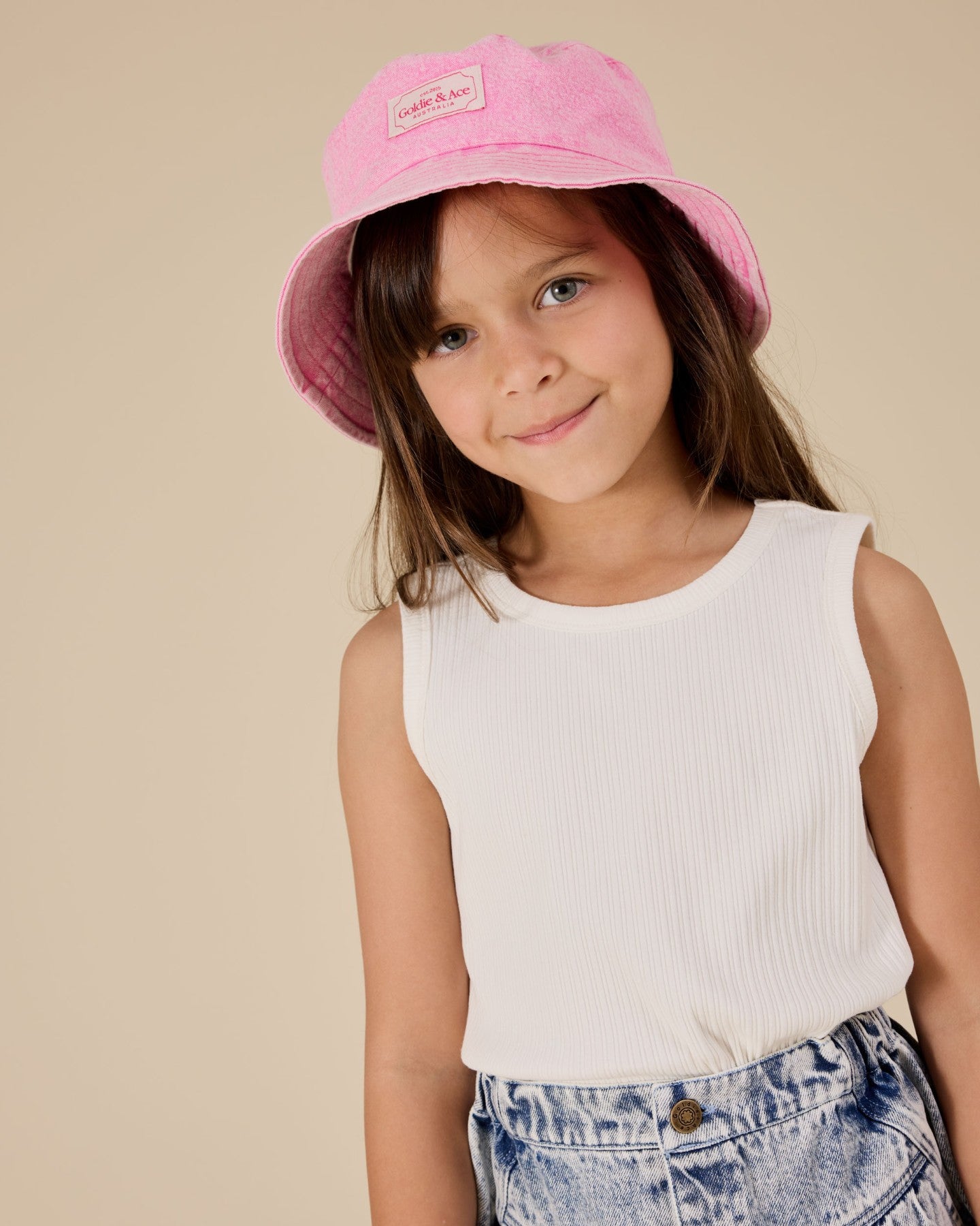 Denim Bucket Hat - Pink Lemonade