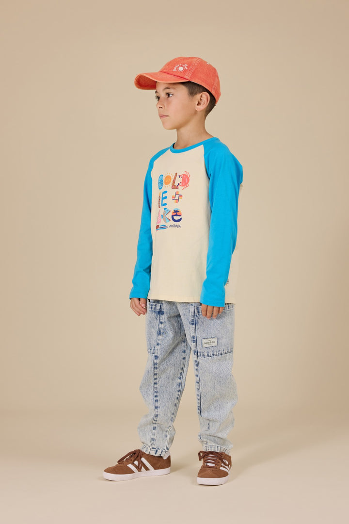 Goldie + Ace G'Day From The Bay Long Sleeve Top - Vanilla/Blue