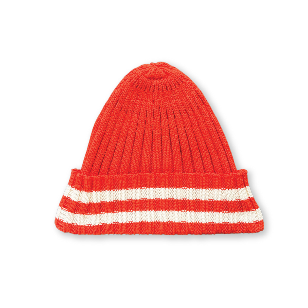 Organic Striped Pixie Beanie - Tomato