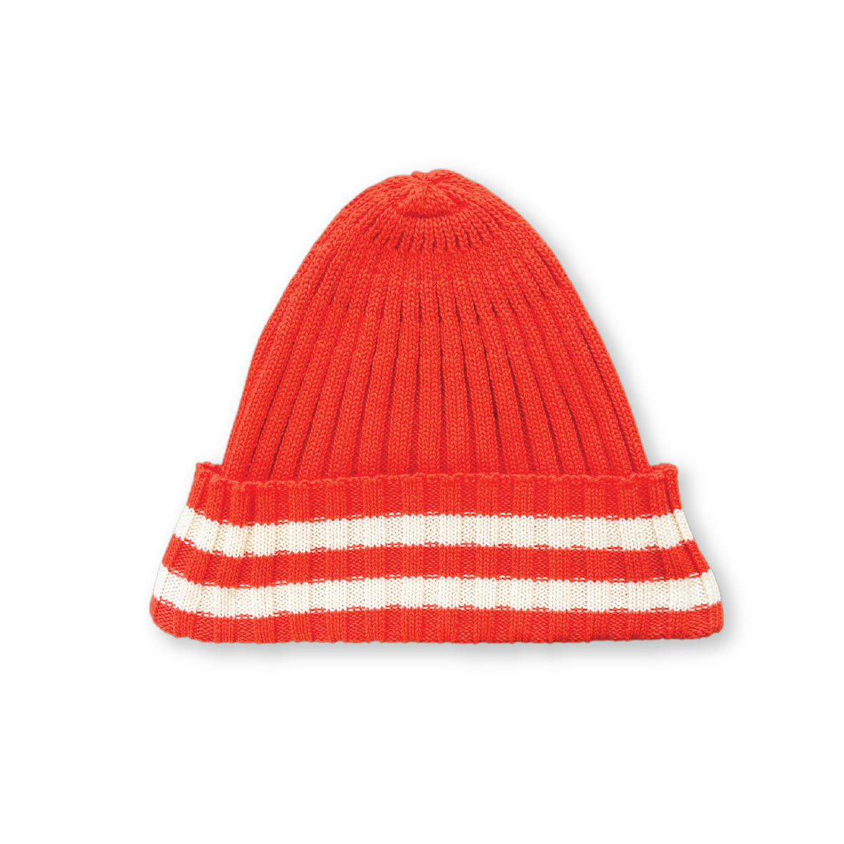 Organic Striped Pixie Beanie - Tomato