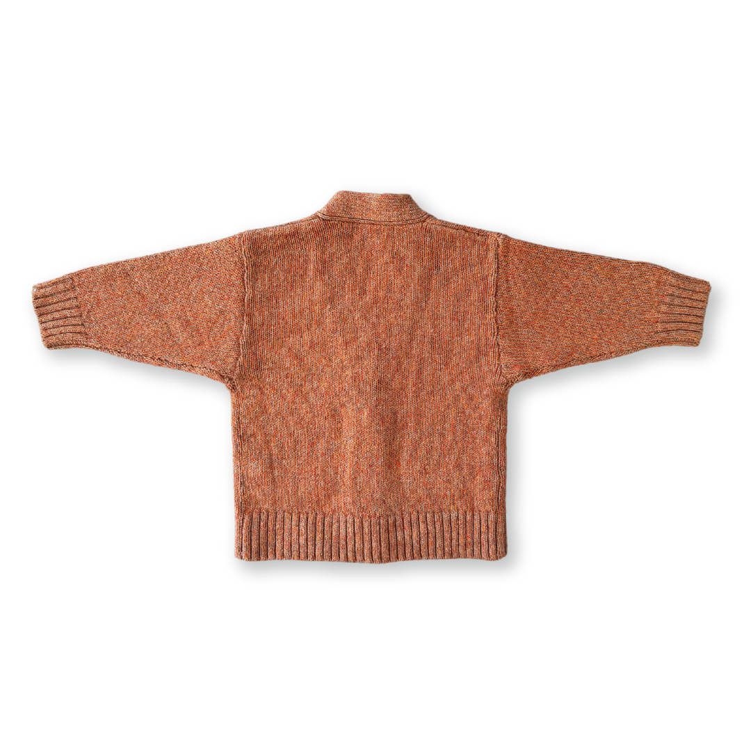 Grown Fleck Yarn Pocket Cardigan - Tawny