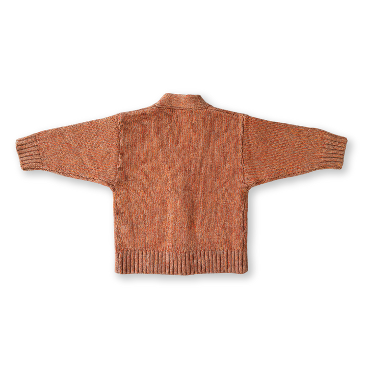 Grown Fleck Yarn Pocket Cardigan - Tawny