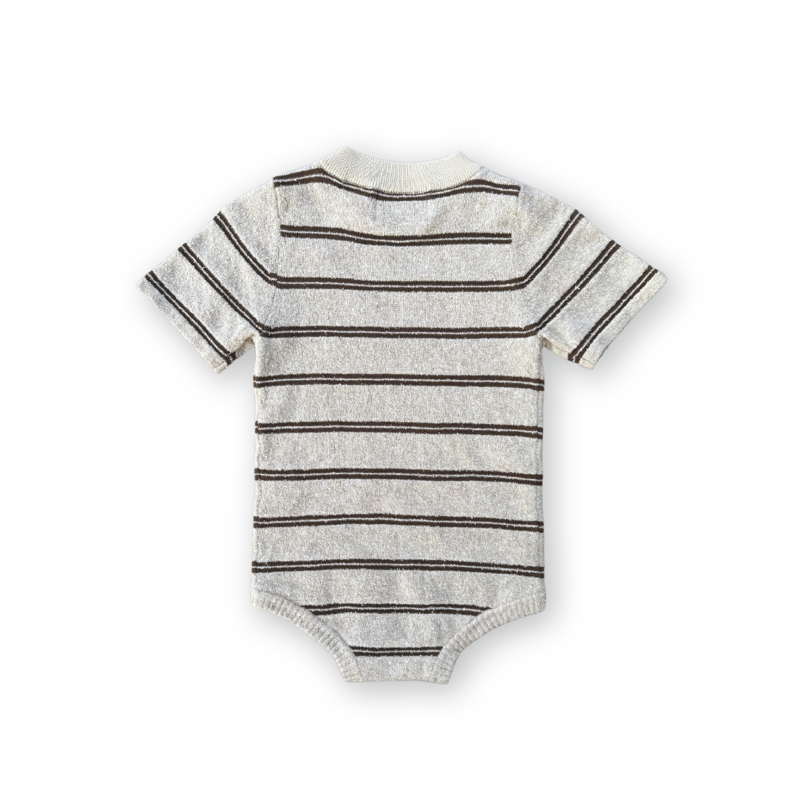 Grown Knitted Terry Striped Bodysuit - Dune/Cafe