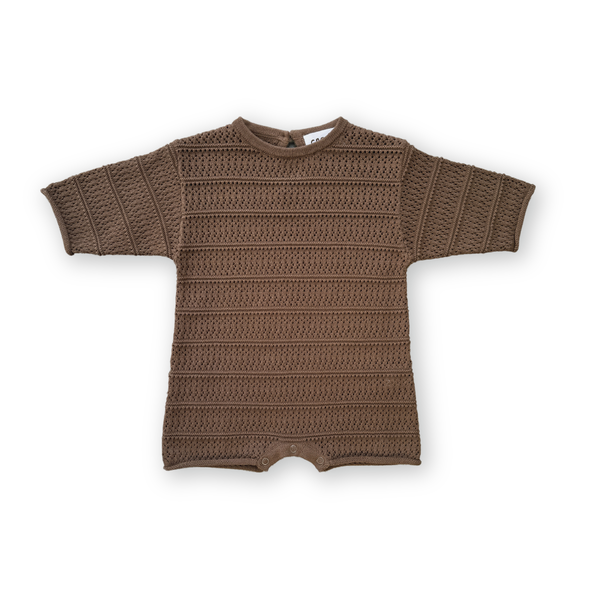Grown Knitted Pointelle Playsuit - Cafe