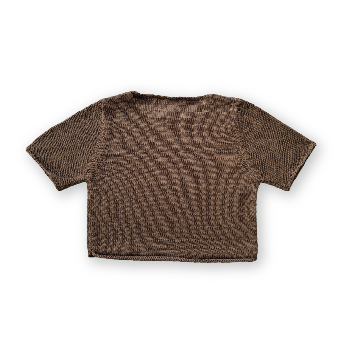Grown Blanket Stitch Knitted Tee - Cafe