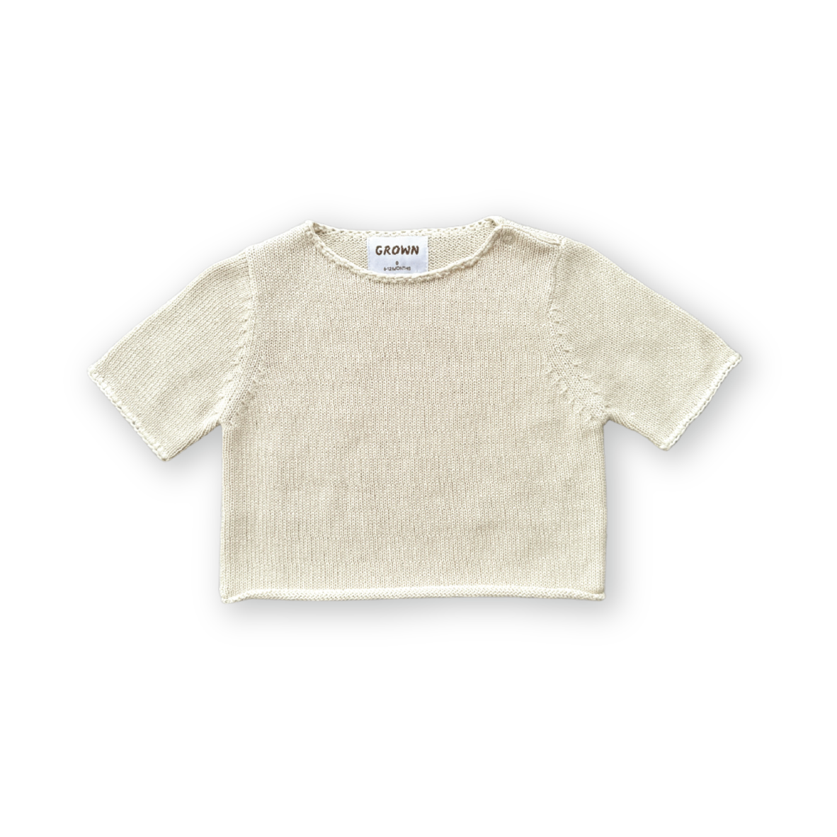 Grown Blanket Stitch Knitted Tee - Dune