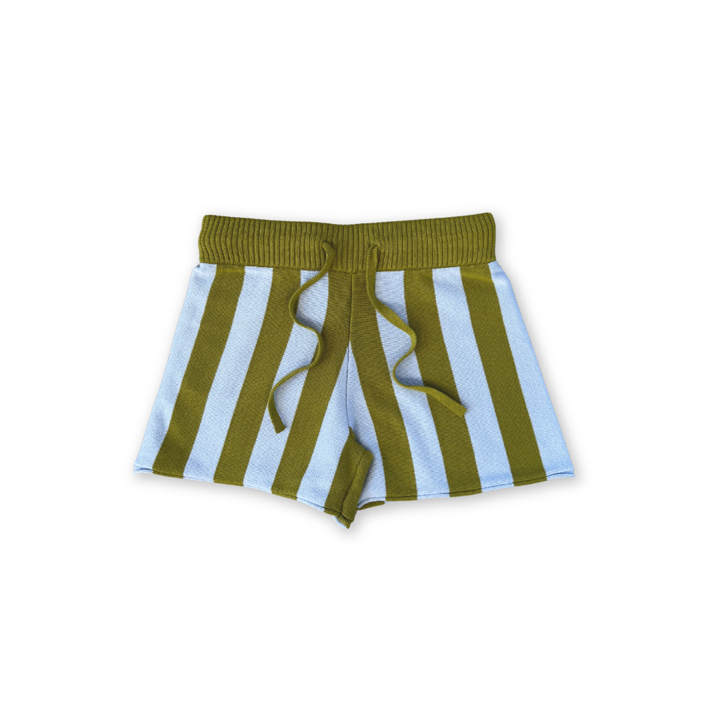 Organic Vertical Stripe Knit Shorts - Ocean & Leaf