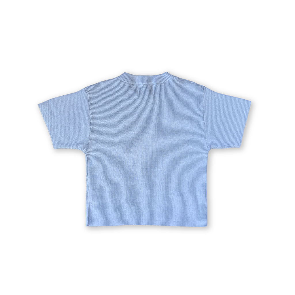 Organic Ribbed Knit Logo Tee - Ocean