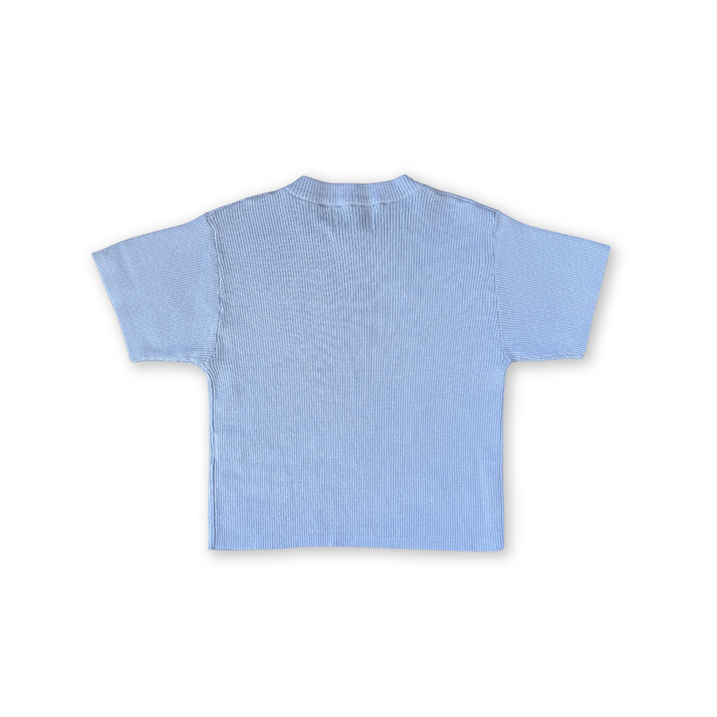 Organic Ribbed Knit Logo Tee - Ocean