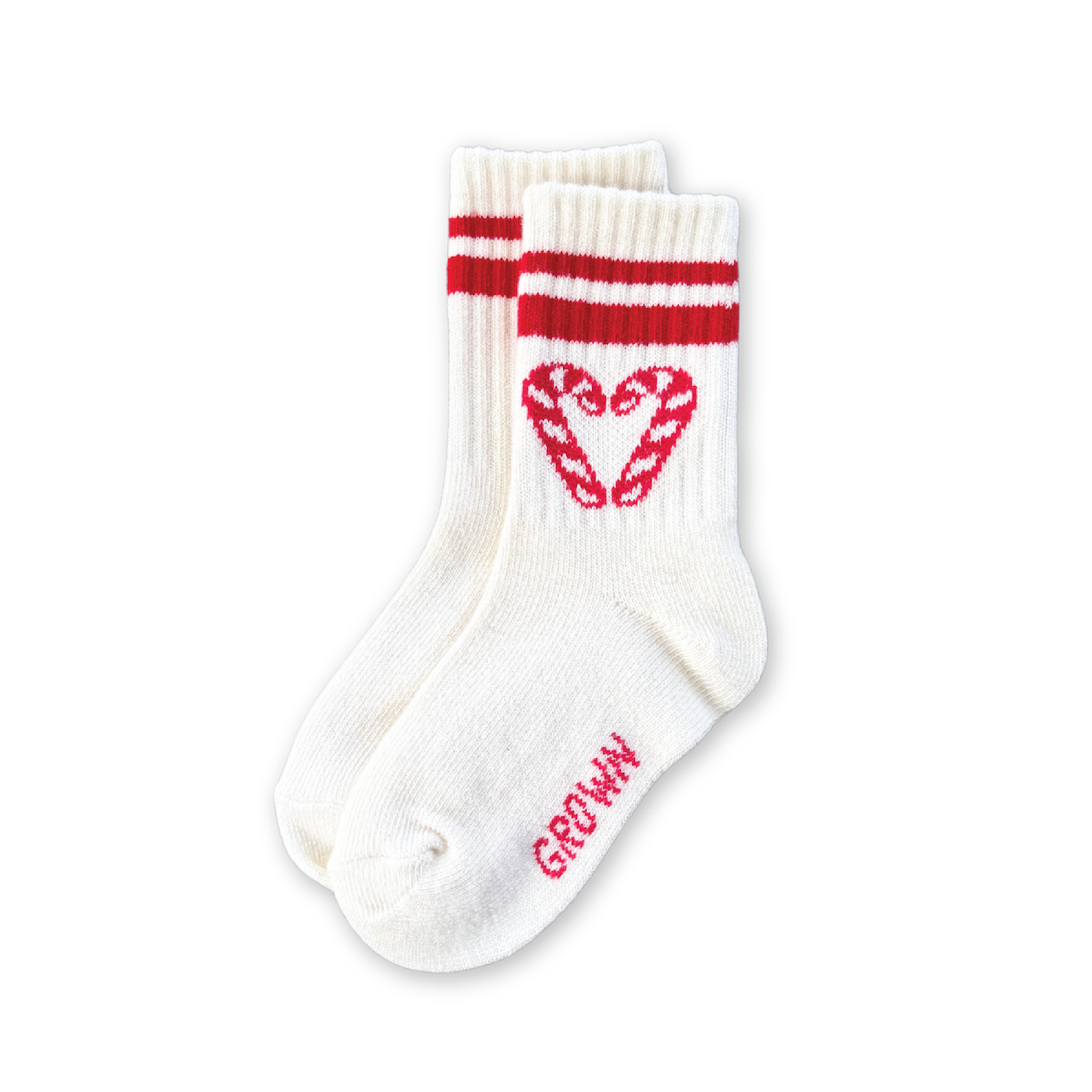 Candy Cane Heart Socks - Milk