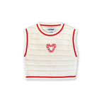Organic Candy Cane Heart Vest - Milk