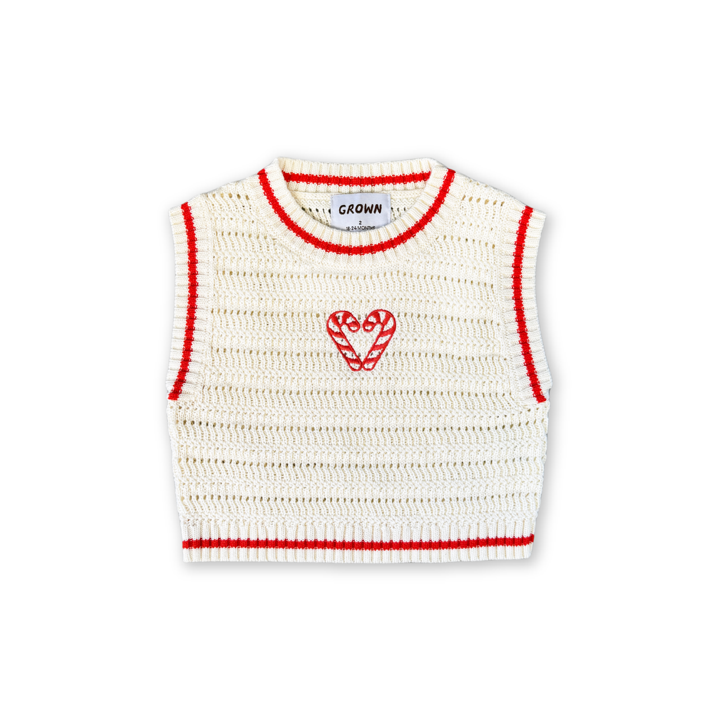 Organic Candy Cane Heart Vest - Milk