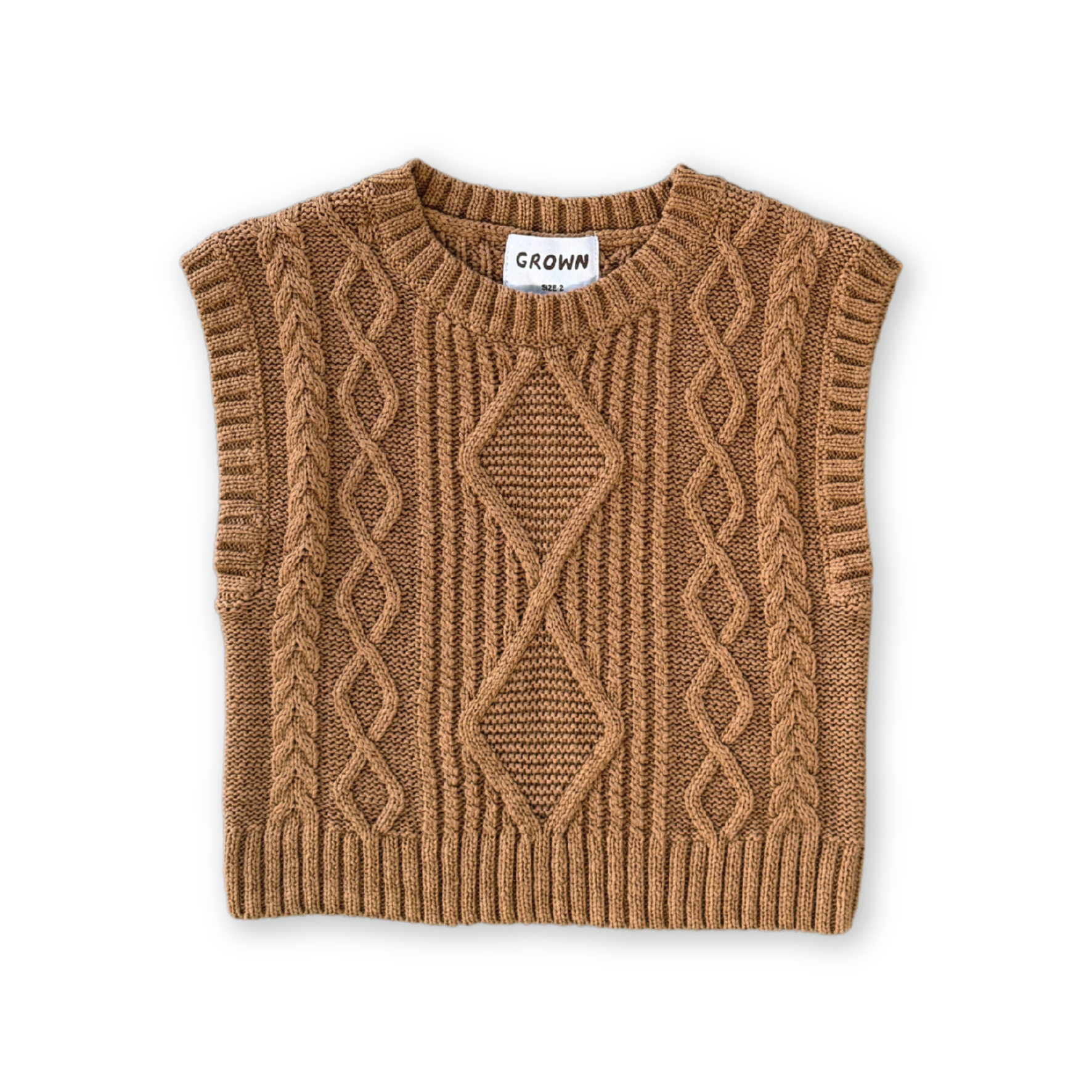 Grown Chunky Cable Knit Vest - Toast