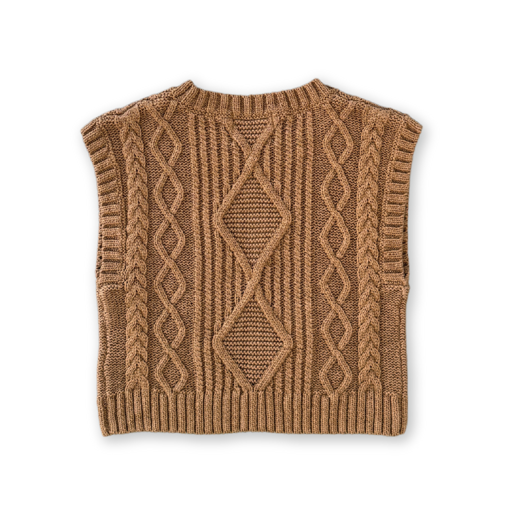 Grown Chunky Cable Knit Vest - Toast