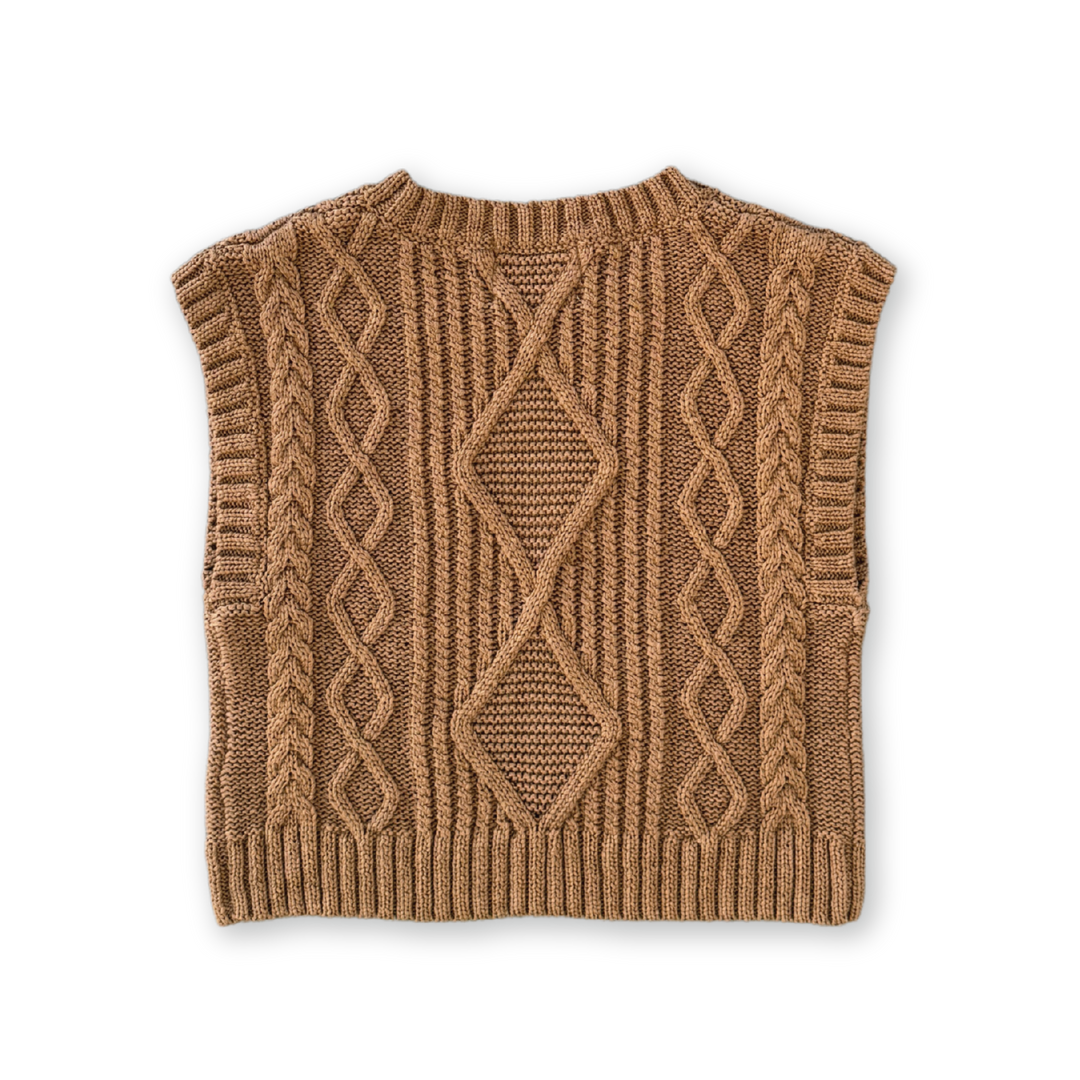Grown Chunky Cable Knit Vest - Toast