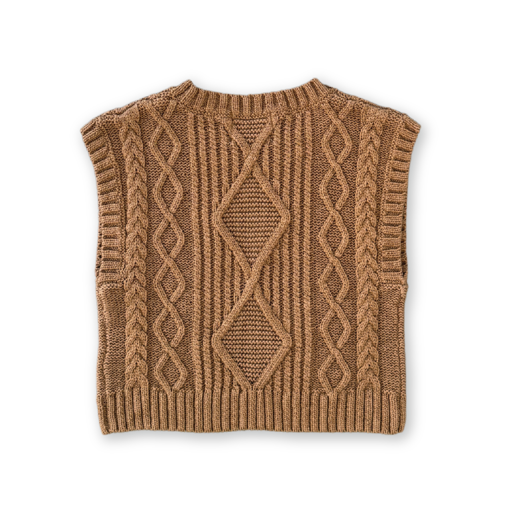 Grown Chunky Cable Knit Vest - Toast