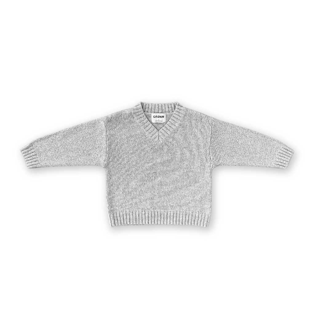 Grown V-Neck Pull Over - Grey Marle