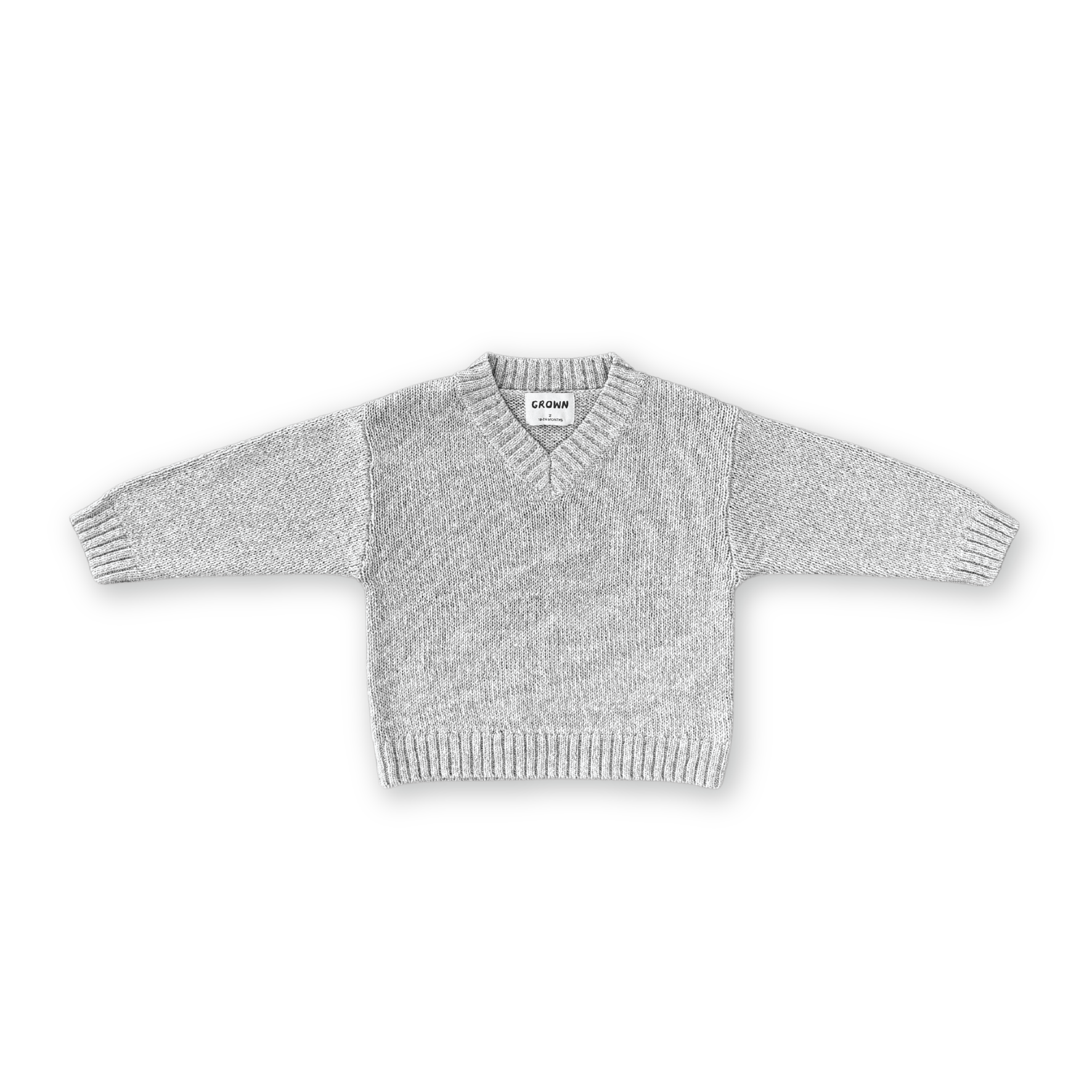 Grown V-Neck Pull Over - Grey Marle