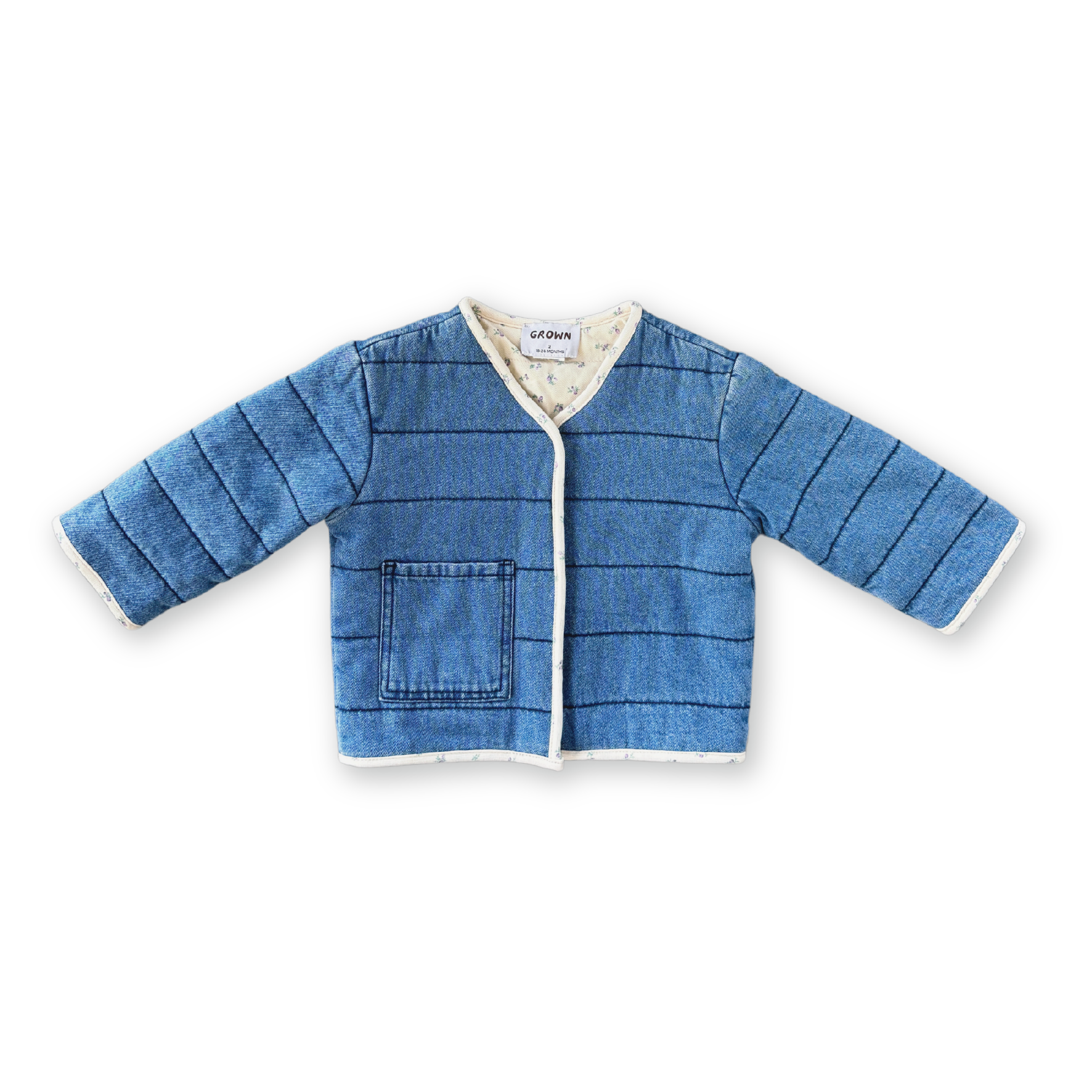 Grown Quilted Reversible Jacket - Denim & Garden