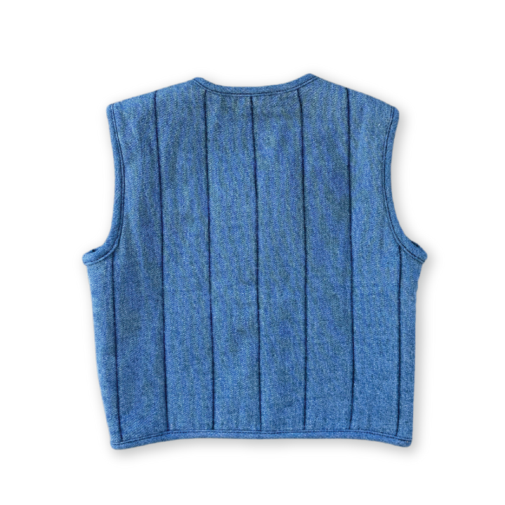 Grown Quilted Reversible Vest - Denim & Paint