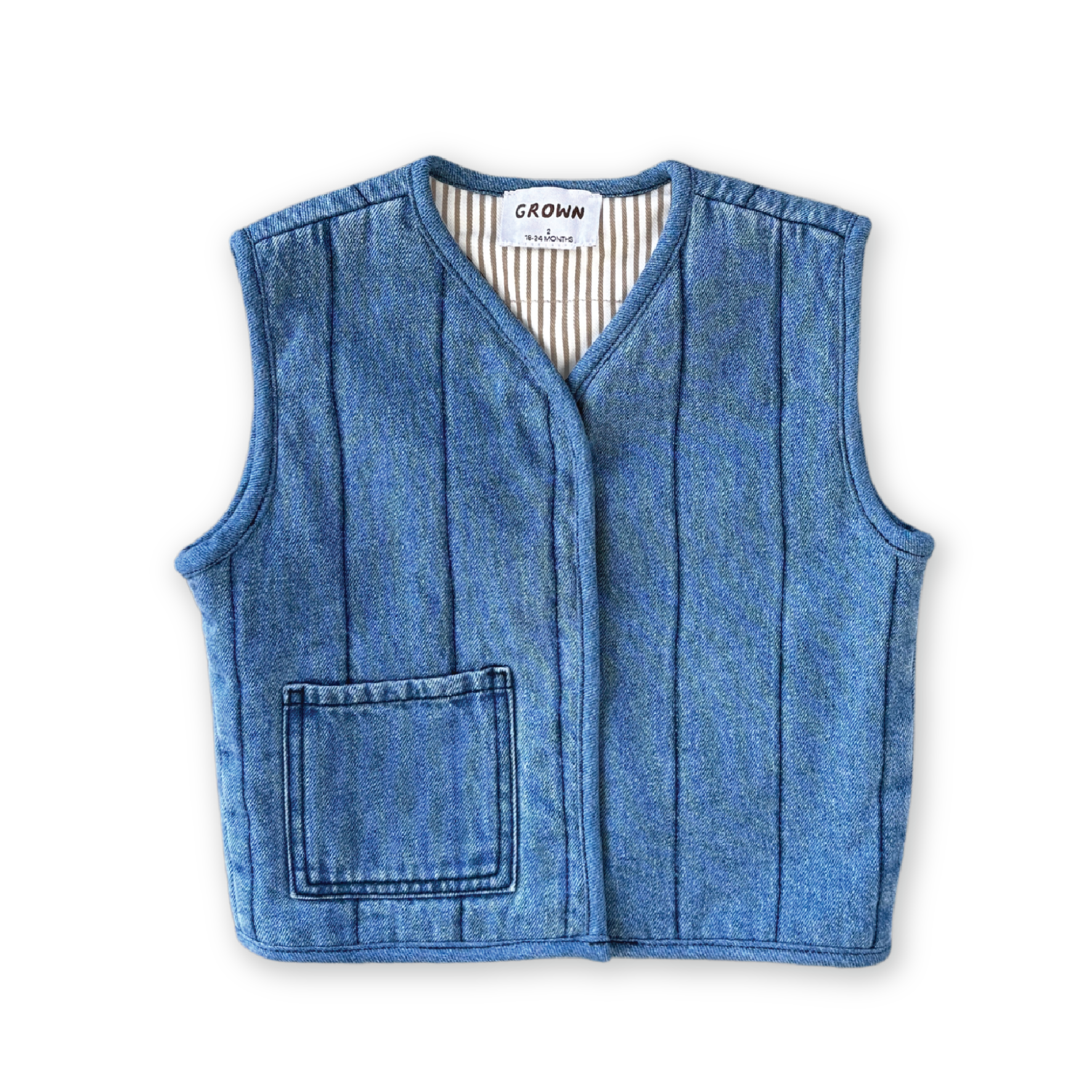 Grown Quilted Reversible Vest - Denim & Paint