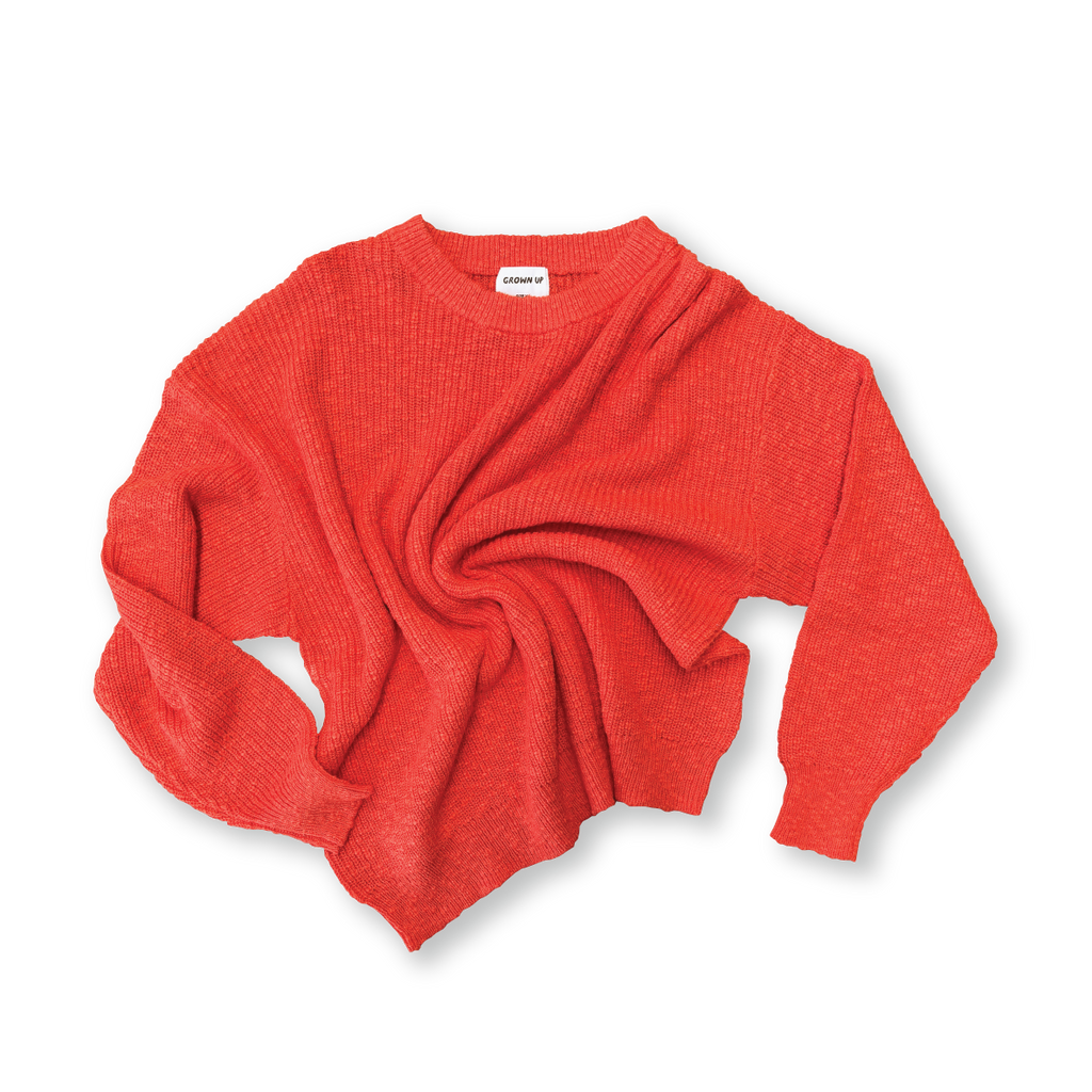Ladies Oversized Rib Pull Over - Tomato