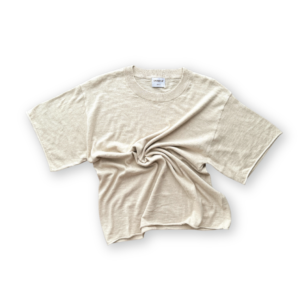 Grown Ladies Linen Texture Knit Tee - Dune