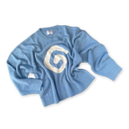 Ladies Organic Swirl Intarsia Knit Pull Over - Duck Egg