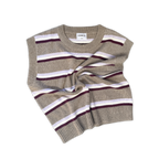 Ladies Organic Stripe Knit Vest - Oatmilk