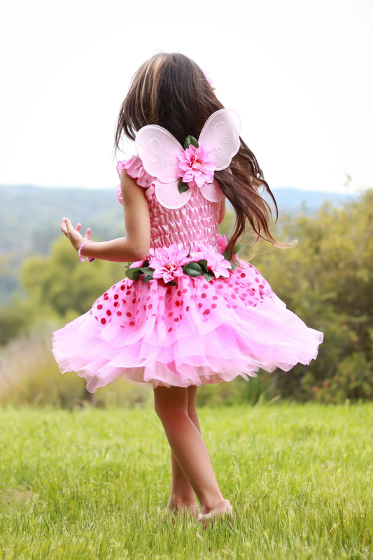 Pink Fairy Blooms Deluxe Dress with Wings/Headband-Size 3-4