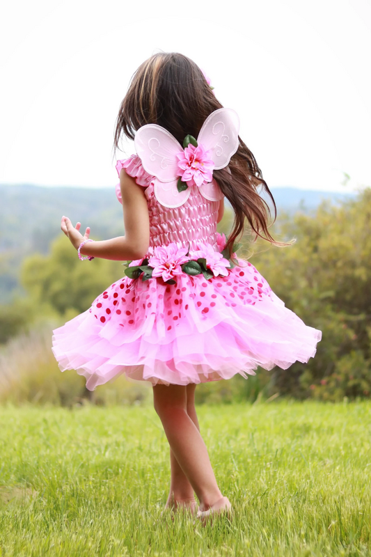 Pink Fairy Blooms Deluxe Dress with Wings-Headband-Size 3-4