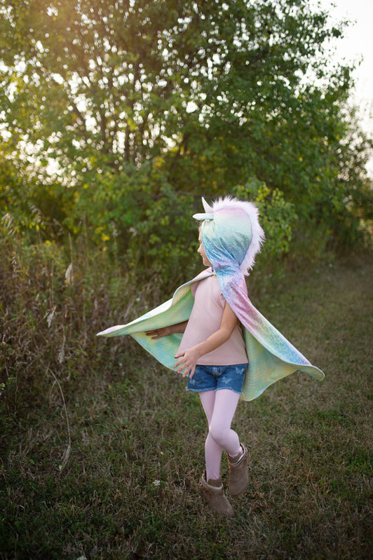 Rainbow Reversible Unicorn Dragon Cape