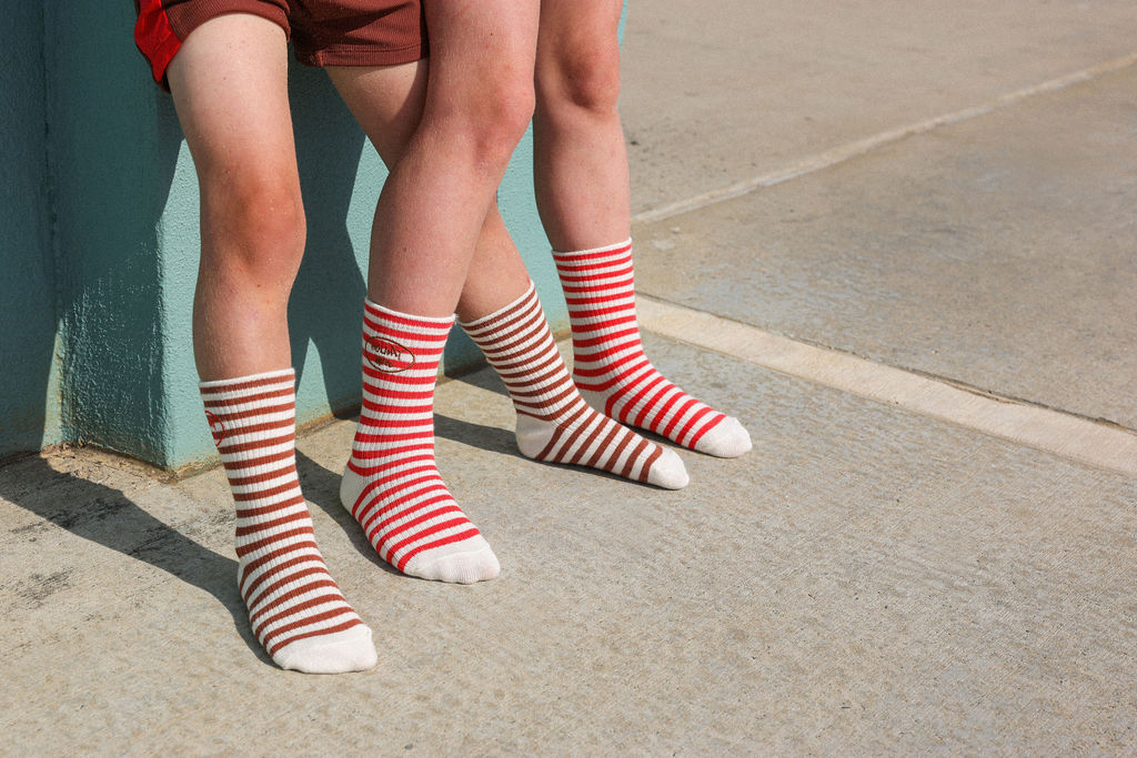Holiday Mode Stripe Socks - Teddy