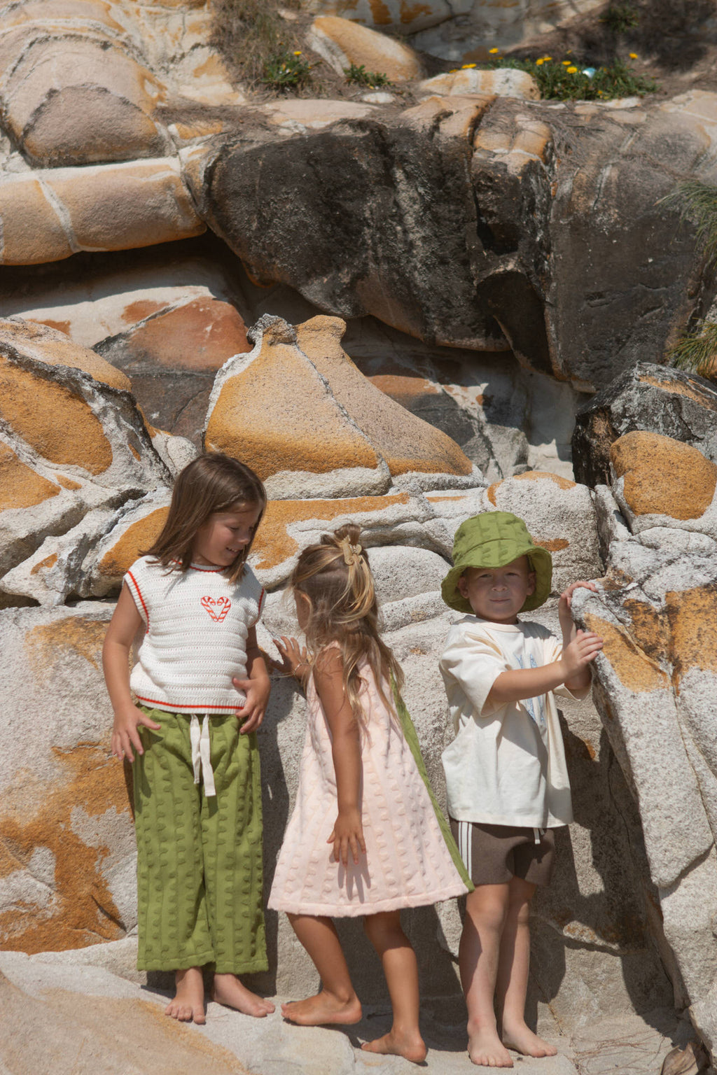 Terry Towelling Flow Dress - Leaf/Peachy