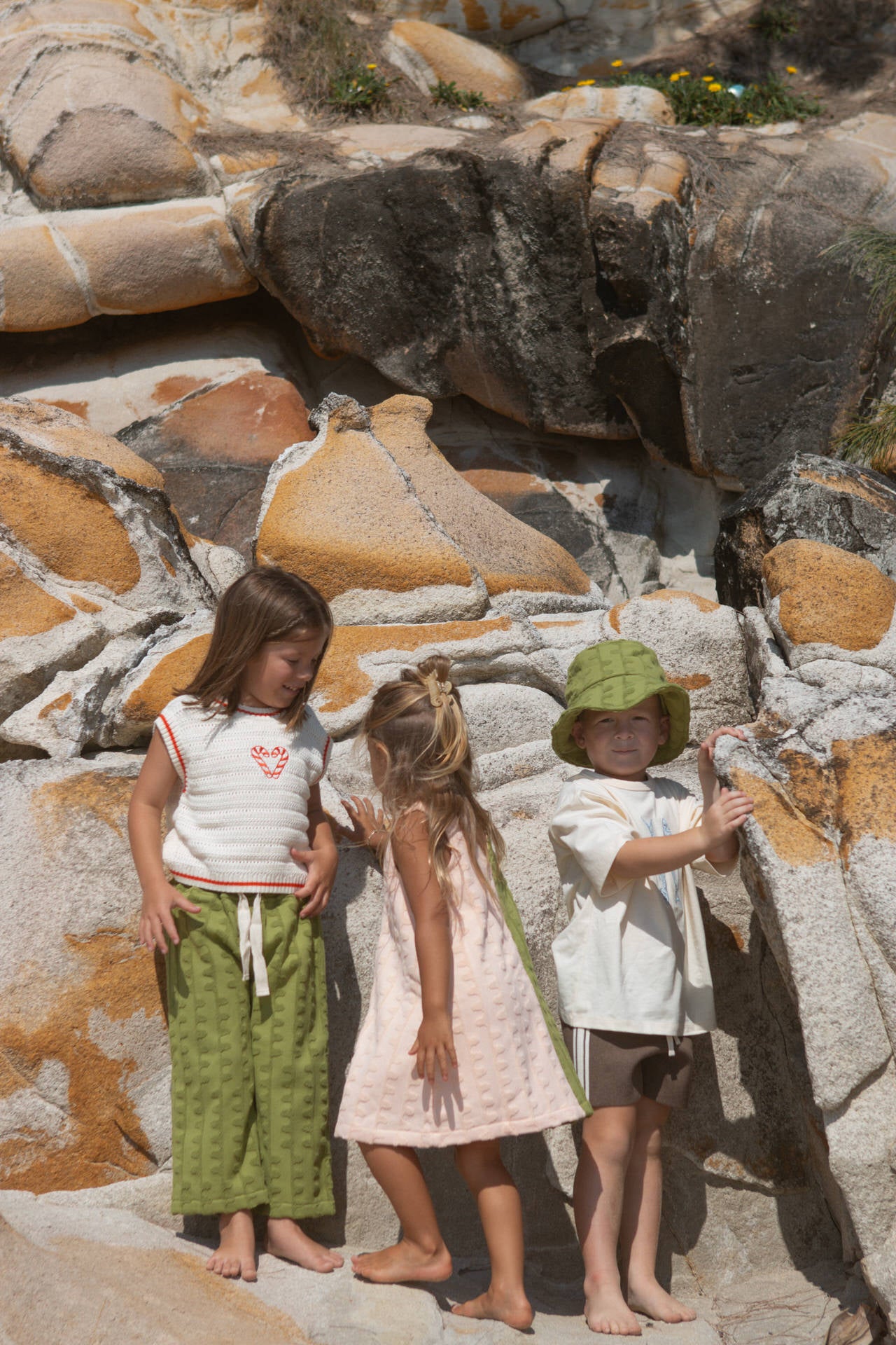 Terry Towelling Flow Dress - Leaf/Peachy