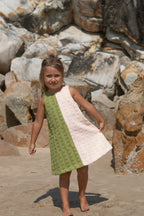Terry Towelling Flow Dress - Leaf/Peachy