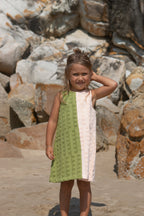 Terry Towelling Flow Dress - Leaf/Peachy