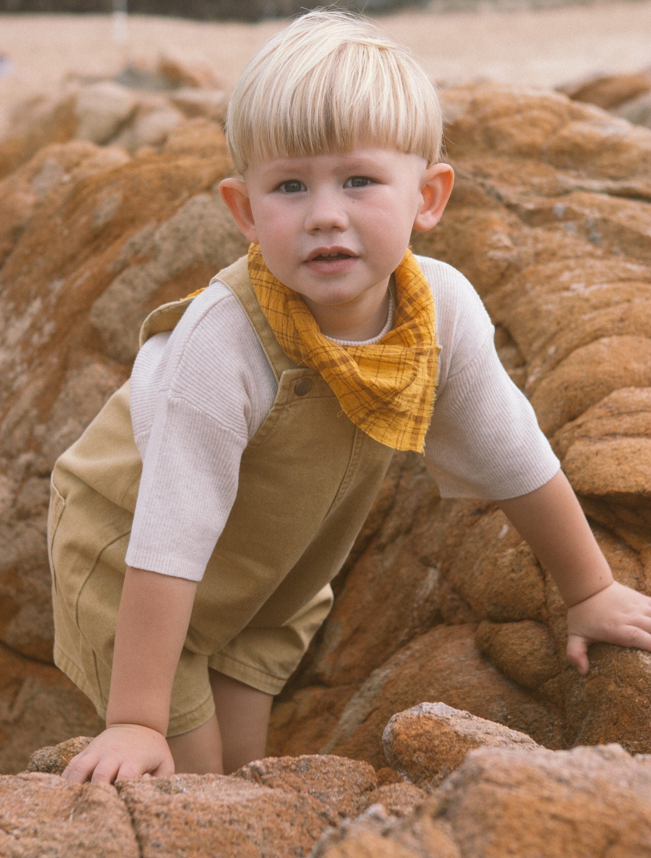 Grown Everyday Twill Short Overalls - Mustard