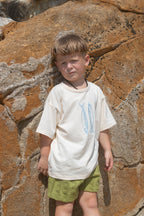 Organic Sardine Embroidered Tee - Milk