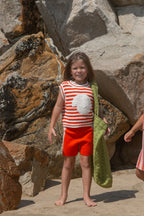 Organic Knitted Crochet-Shell Vest - Chilli