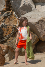 Organic Knitted Crochet-Shell Vest - Chilli