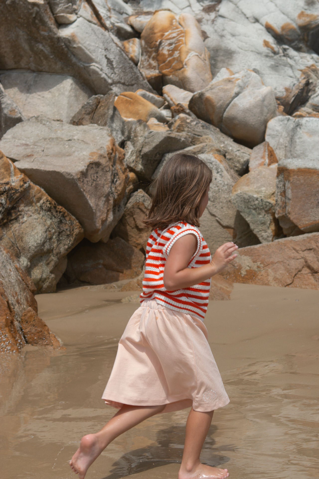 Organic French Terry Shell Skirt - Peachy