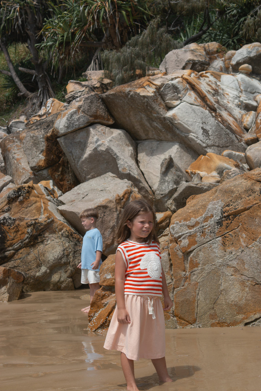 Organic French Terry Shell Skirt - Peachy