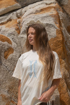 Ladies Organic Sardine Embroidered Tee - Milk